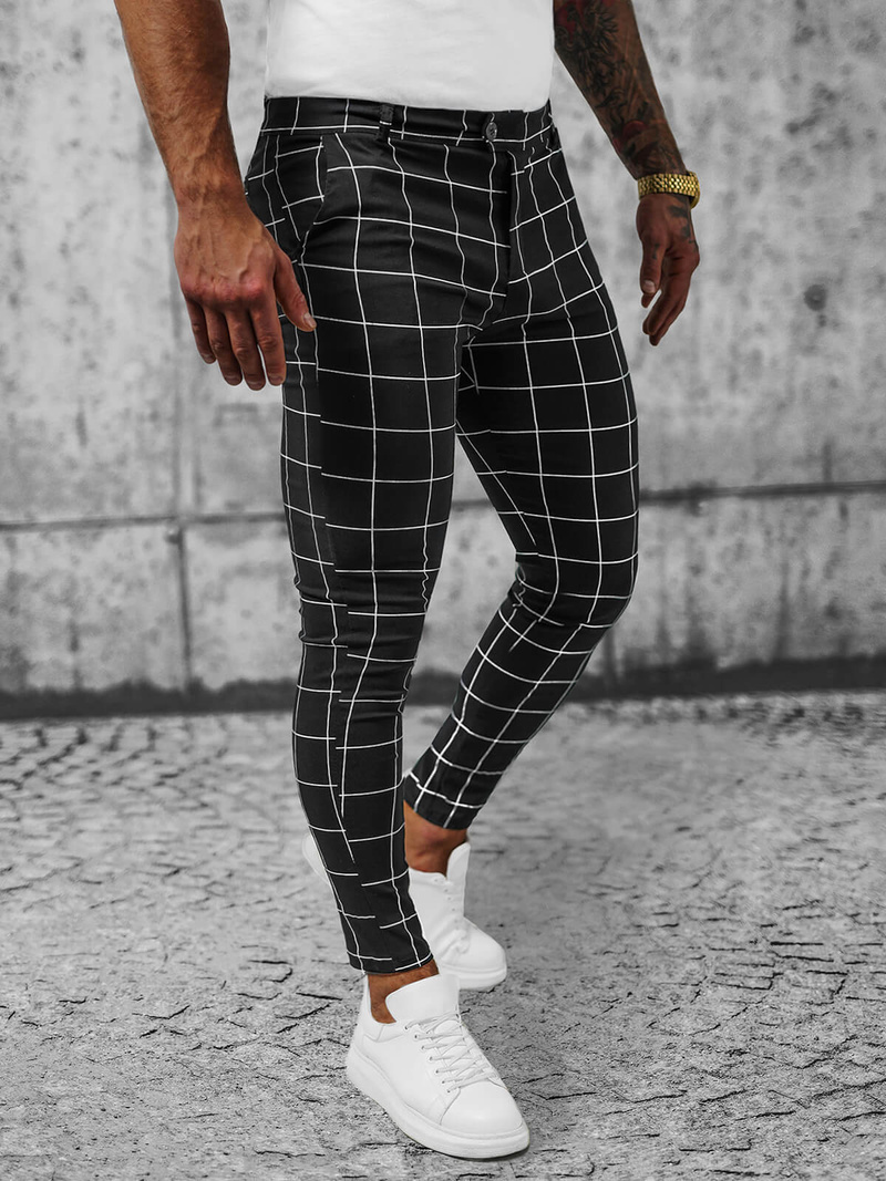 Ανδρικό παντελόνι chino mαύρος OZONEE O/P4009