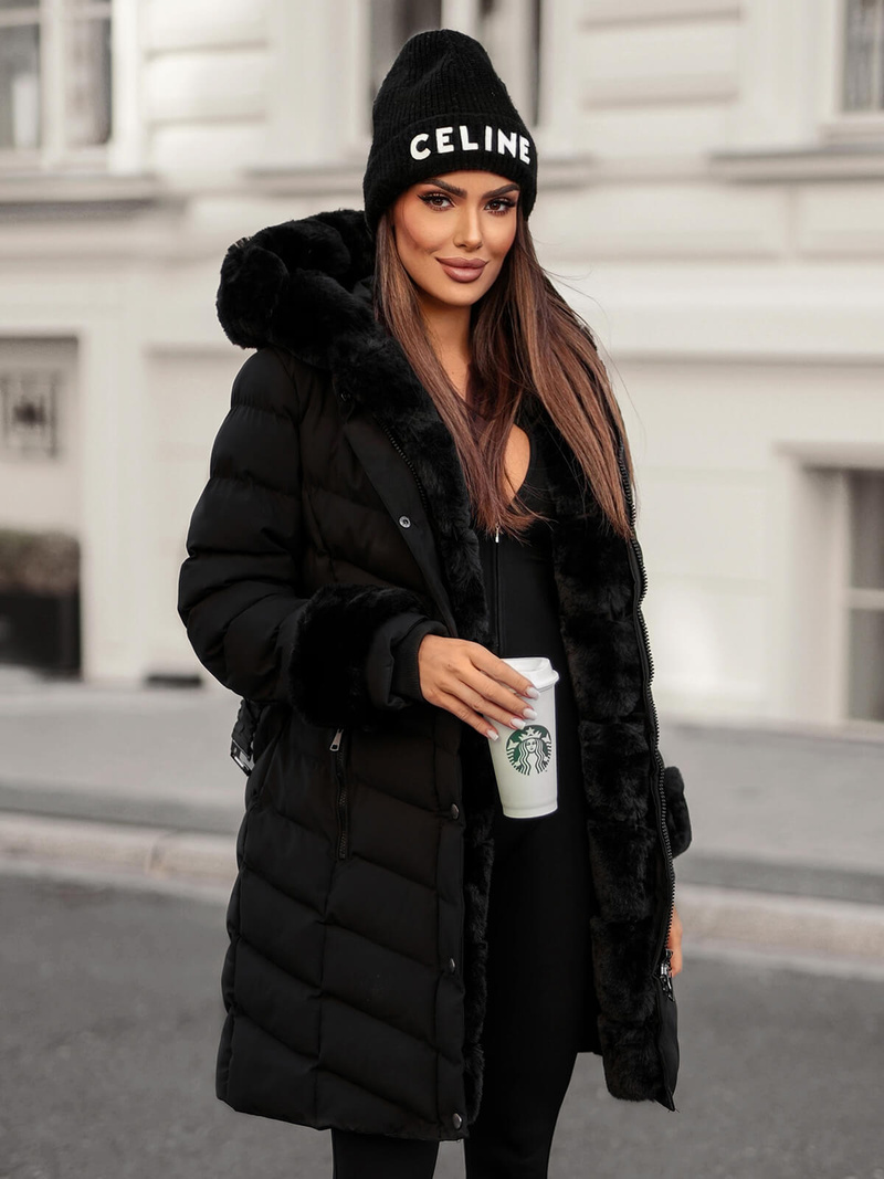 Γυναικείο μπουφάν μαύρο OZONEE JS/5M3156/392Z