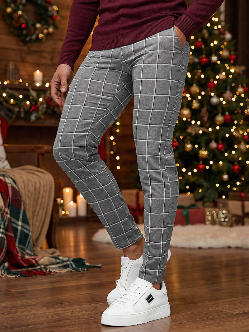 Ανδρικό παντελόνι chino σκούρο-γραφίτη OZONEE DJ/5522Z