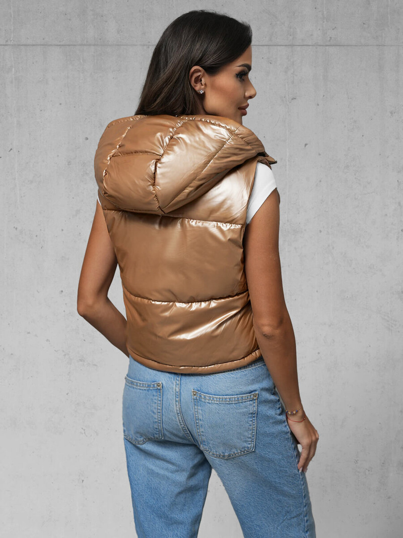 Γυναικείο αμάνικο μπουφάν χρυσός OZONEE JS/5M3190/84