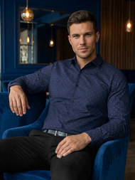 Ανδρικό πουκάμισο ναυτικό μπλε OZONEE V/V181Z