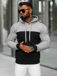 Ανδρικό Φούτερ με Κουκούλα μαύρο OZONEE JS/8B1307/3