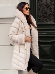 Γυναικείο μπουφάν εκρού OZONEE JS/5M3156/254Z