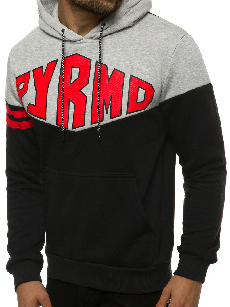 Ανδρικό Φούτερ με Κουκούλα γκρι-μαύρο OZONEE JS/KS2133