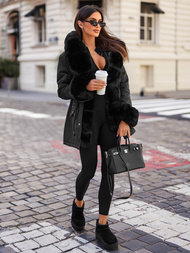 Γυναικείο χειμερινό μπουφάν mαύρος OZONEE JS/16M9062/392Z