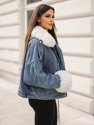 Γυναικείο τζιν μπουφάν mπλε OZONEE JS/11Z8219