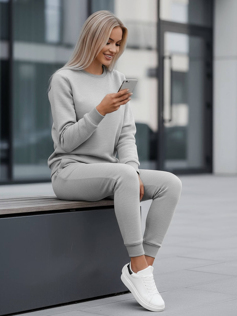 Γυναικείο σετ φόρμας δύο κομματιών γκρι OZONEE JS/CKW01