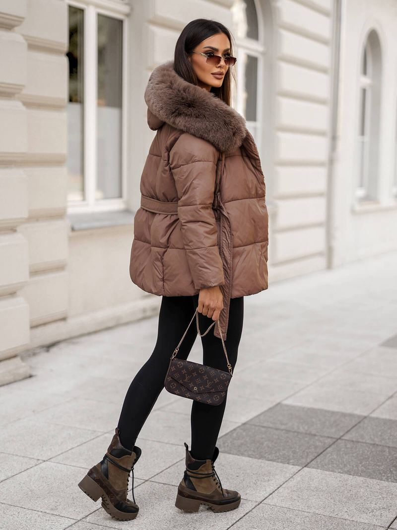 Γυναικείο μπουφάν Σκούρο μπεζ OZONEE JS/16M9206/84