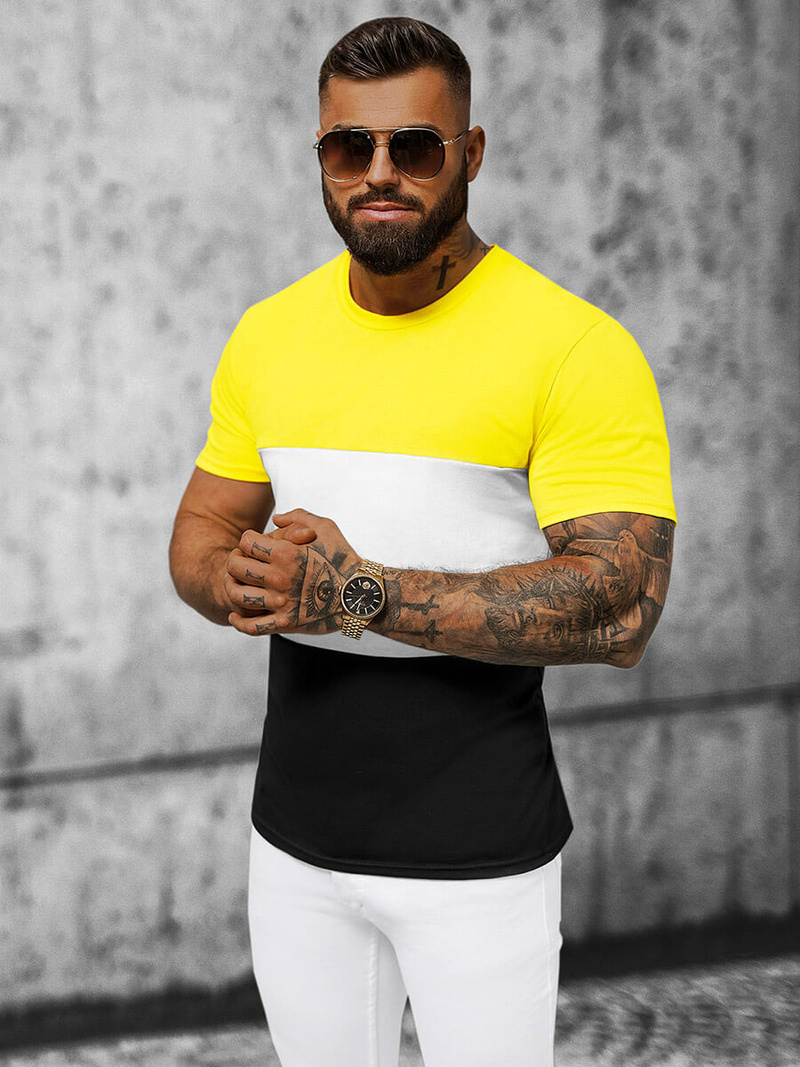 Ανδρικό μπλουζάκι kίτρινος OZONEE JS/8T90/1Z