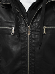 Ανδρικό δερμάτινο μπουφάν μαύρο OZONEE JB/JP1171Z