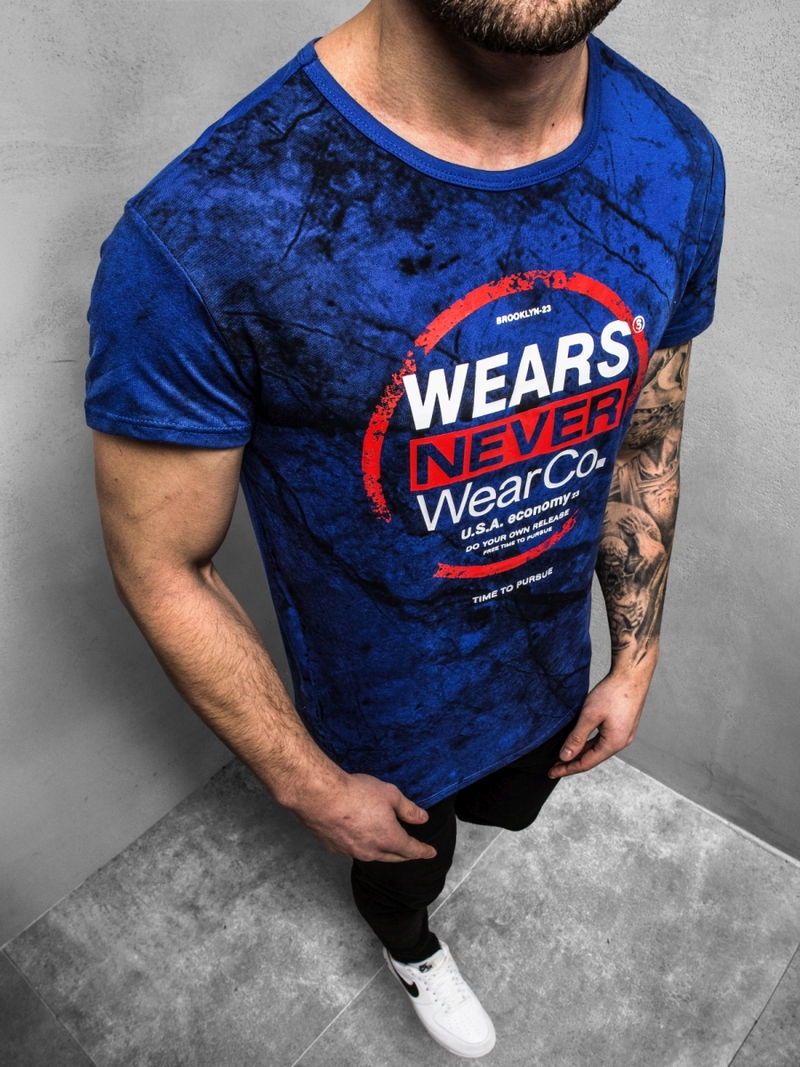 Ανδρικό μπλουζάκι μπλε OZONEE JS/SS10925Z