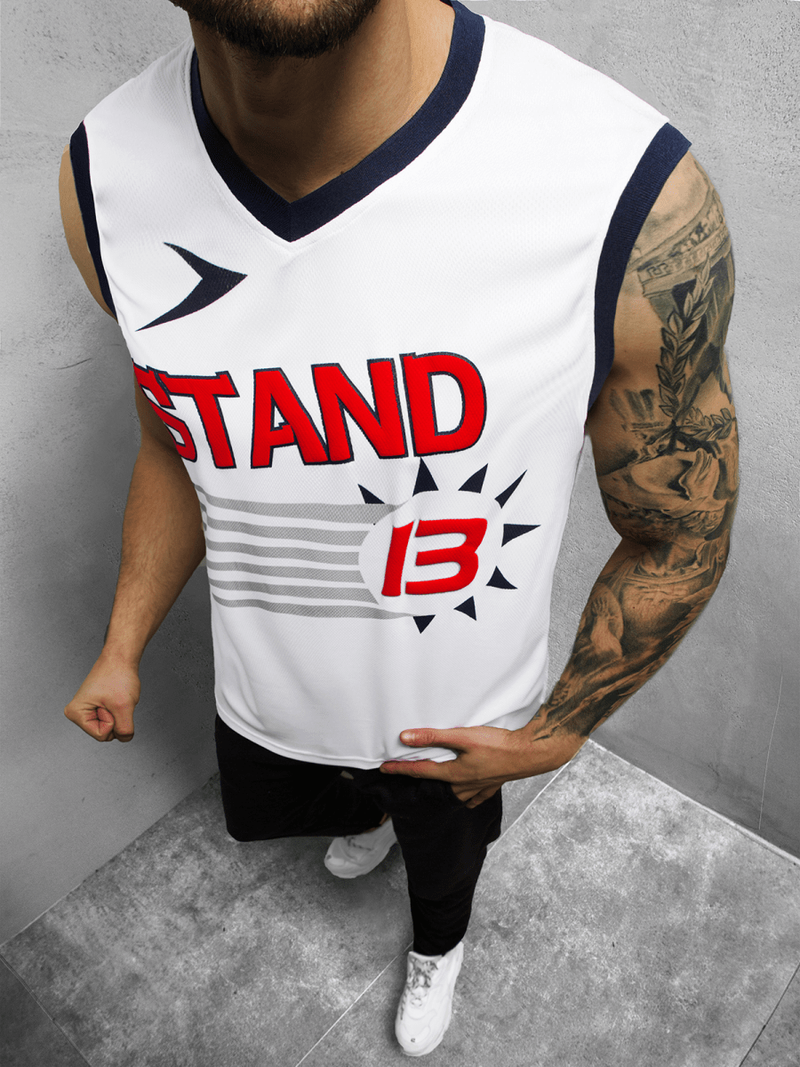 Ανδρικό αμάνικο μπλουζάκι λευκό OZONEE JS/68S10175