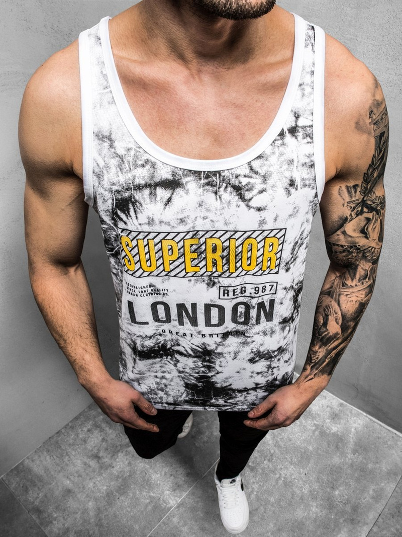 Ανδρικό αμάνικο μπλουζάκι λευκό OZONEE JS/SS11037Z