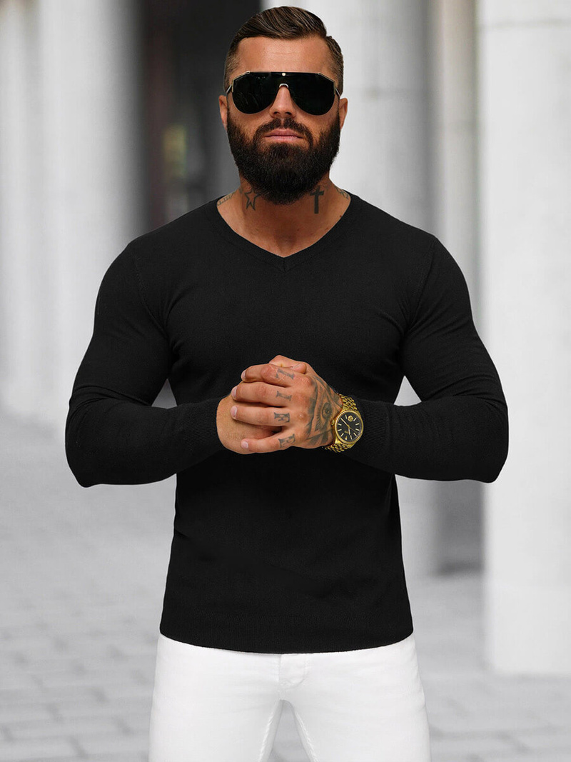 Ανδρικό πουλόβερ μαύρο OZONEE NB/MMB601/4Z