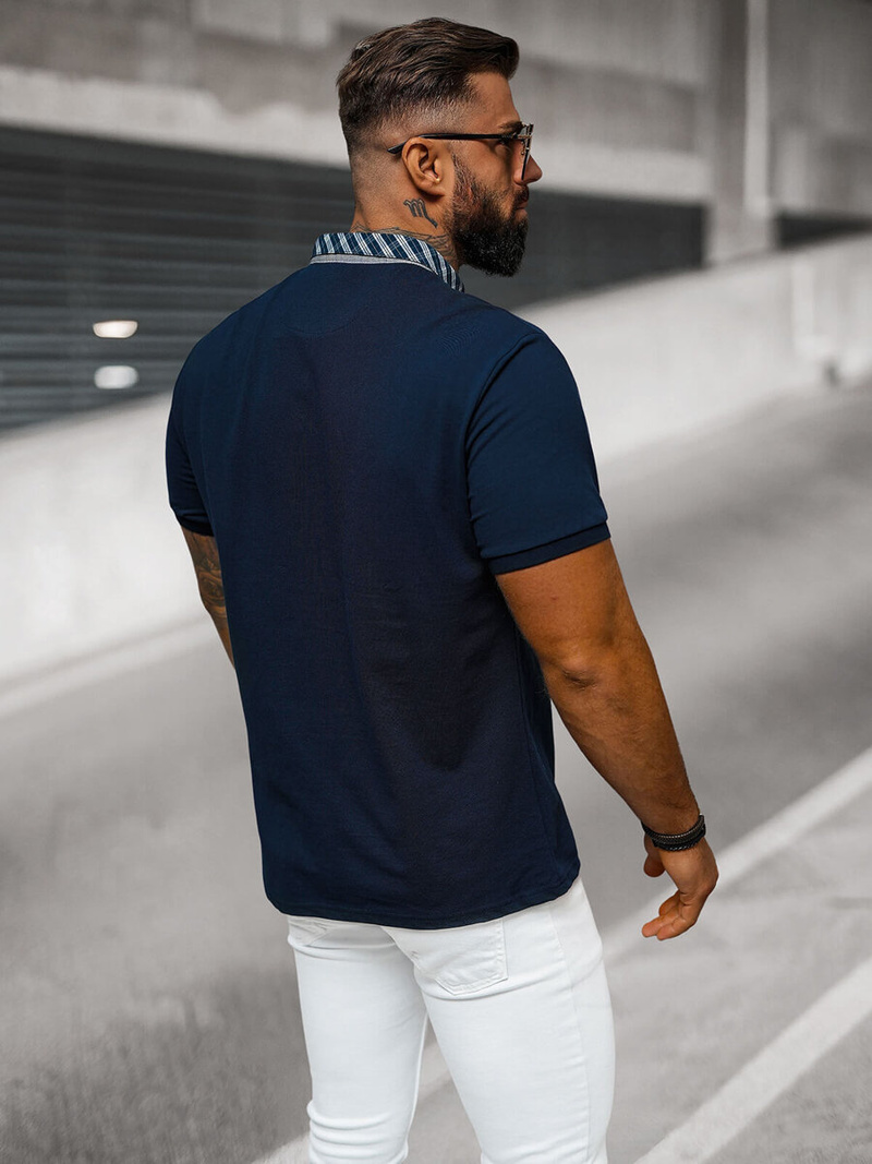 Ανδρική μπλούζα polo ναυτικό μπλε OZONEE O/DA803