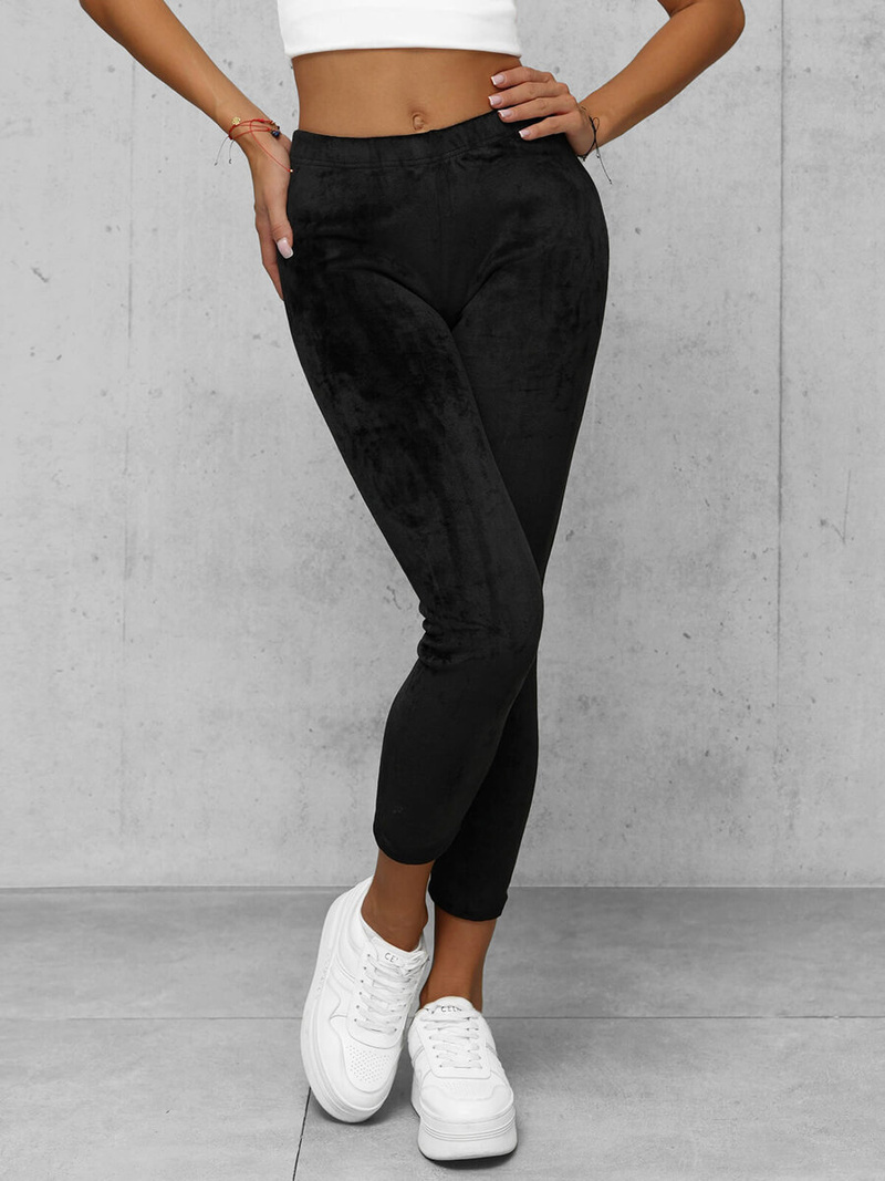 Γυναικείο βελούδινο παντελόνι φόρμας μαύρο OZONEE JS/92K521/3