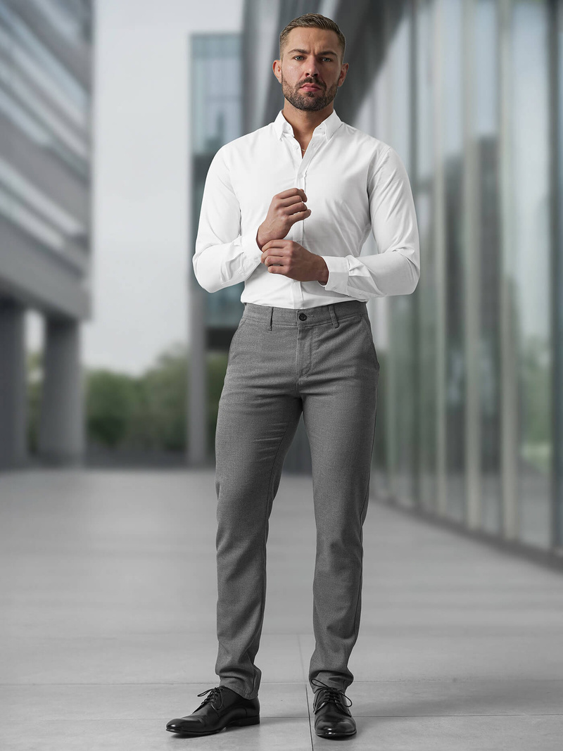 Ανδρικό παντελόνι chino σκούρο-γκρι OZONEE V/6545