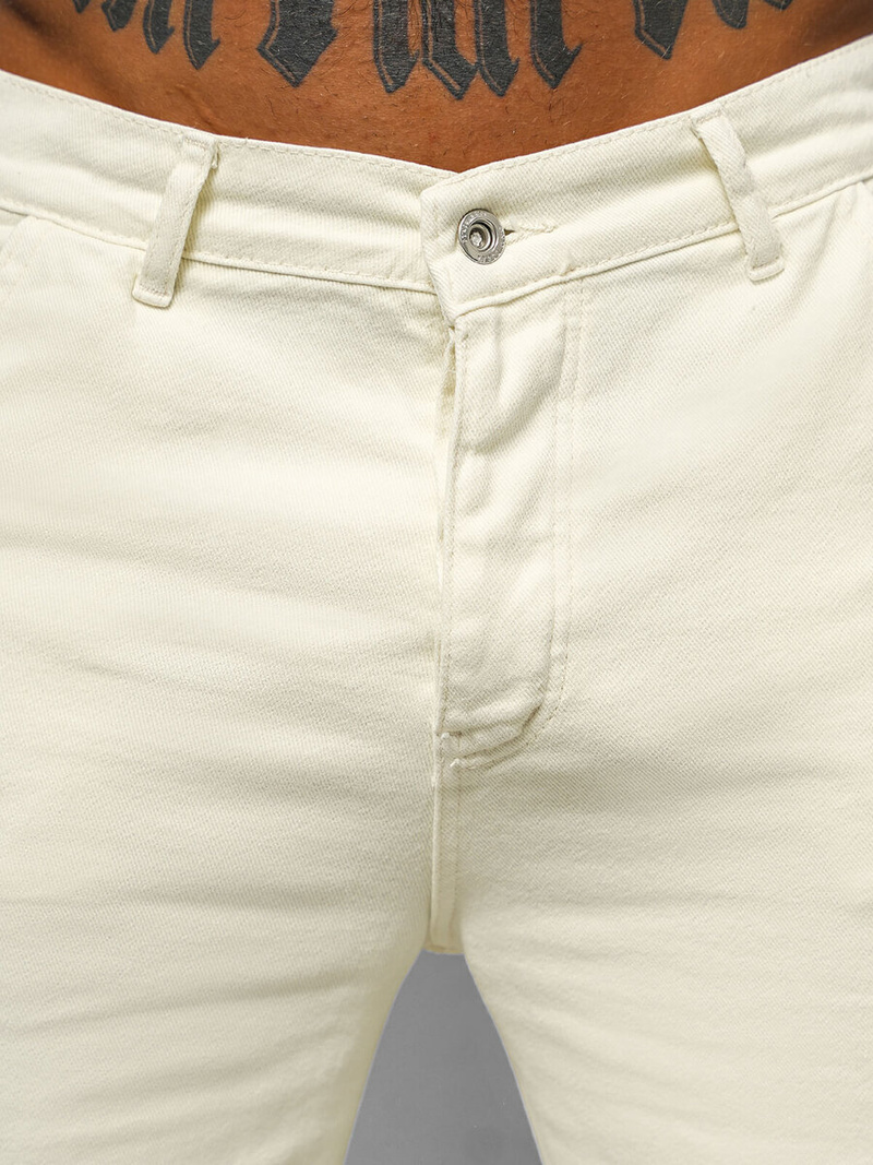 Ανδρικό παντελόνι eκρού OZONEE DO/4001