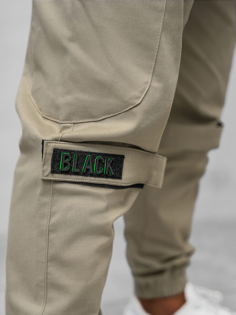 Ανδρικό παντελόνι chino jogger mπεζ OZONEE O/G3014Z