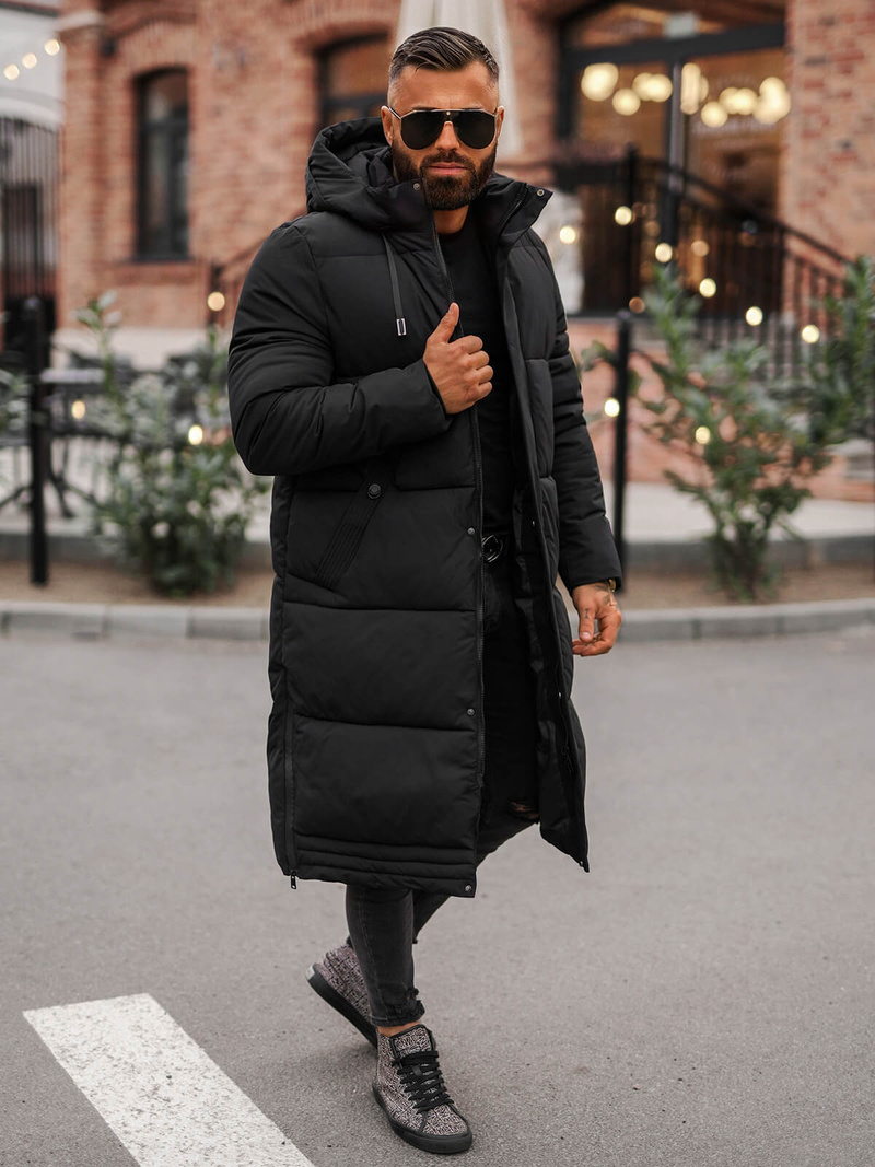 Ανδρικό χειμερινό μπουφάν μαύρο OZONEE JS/19M1290/392