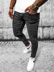 Ανδρικό τζιν παντελόνι mαύρος OZONEE E/6540/01