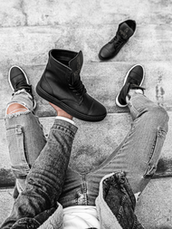 Ανδρικά ψηλά Sneakers μαύρο OZONEE KN/022