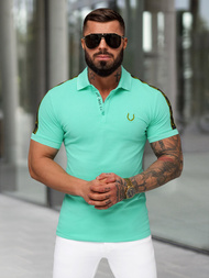 Ανδρική μπλούζα polo τυρκουάζ OZONEE O/QQ1337