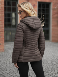 Γυναικείο μπουφάν καφέ-γκρι OZONEE JS/11Z8228Z