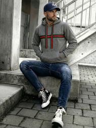 Ανδρικό Φούτερ με Κουκούλα γραφίτη OZONEE JS/8B1735/5Z