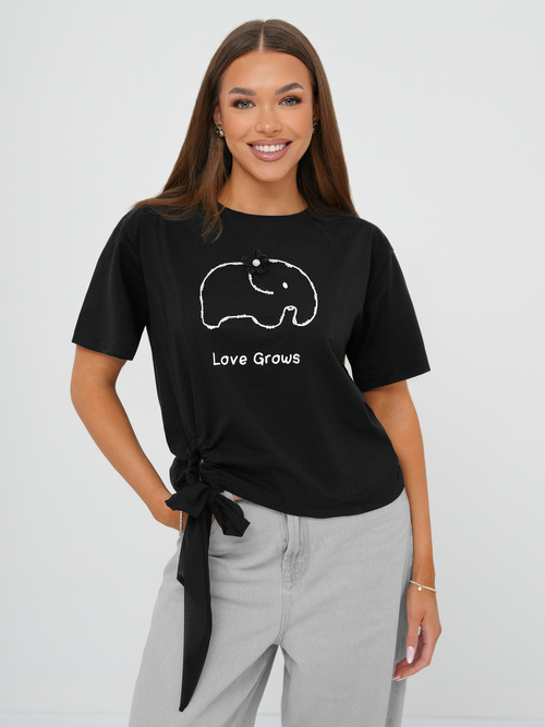 Γυναικείο μπλουζάκι μαύρο OZONEE JS/RJ77247