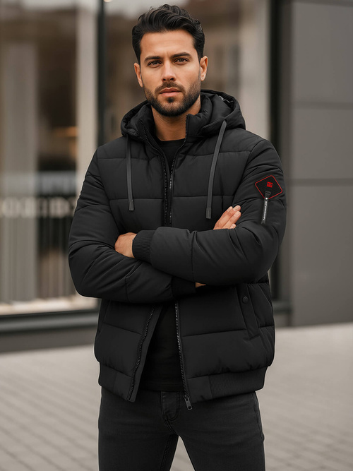 Ανδρικό χειμερινό μπουφάν mαύρος OZONEE JS/31M5031/392Z