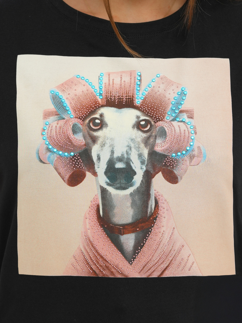 Γυναικείο μπλουζάκι μαύρο-pοζ OZONEE JS/YJ77726