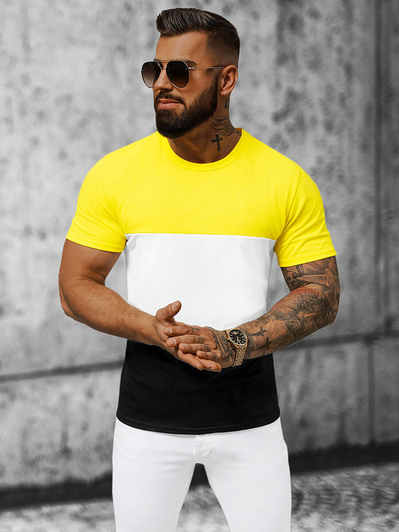 Ανδρικό μπλουζάκι kίτρινος OZONEE JS/8T90/1Z