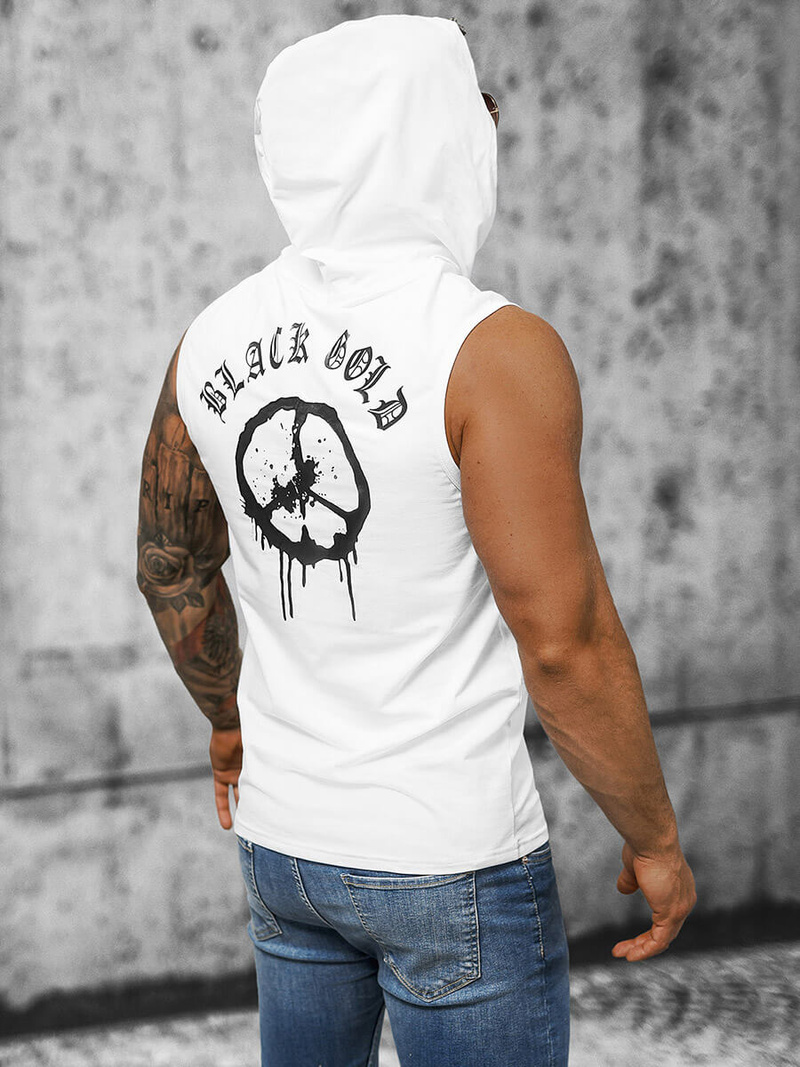 Ανδρικό αμάνικο μπλουζάκι λευκό OZONEE NB/MT3024