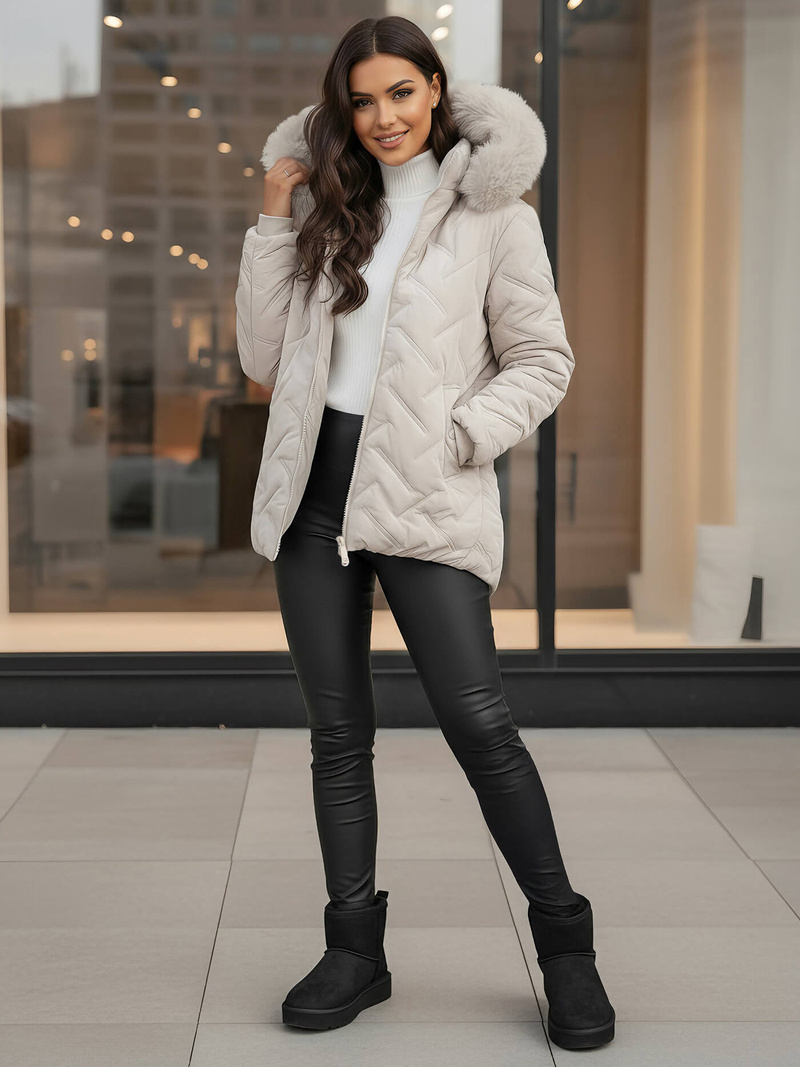 Γυναικείο μπουφάν ανοιχτό-γκρι OZONEE JS/16M9296/280Z