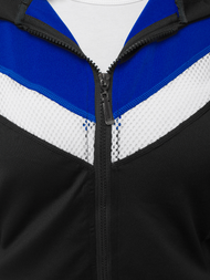 Γυναικείο σετ φόρμας δύο κομματιών μαύρο-μπλε OZONEE JS/YW06005/1/9