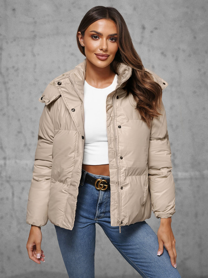 Γυναικείο μπουφάν μπεζ OZONEE JS/5M3185/62