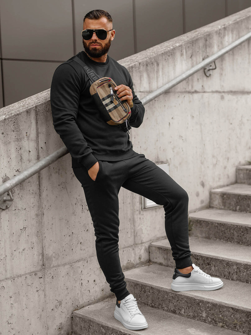 Ανδρικό σετ φόρμας μαύρο OZONEE JS/68C10380/3Z