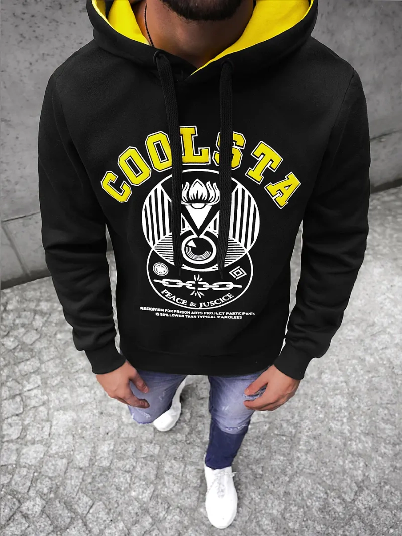 Ανδρικό Φούτερ με Κουκούλα μαύρο OZONEE JS/Y10036