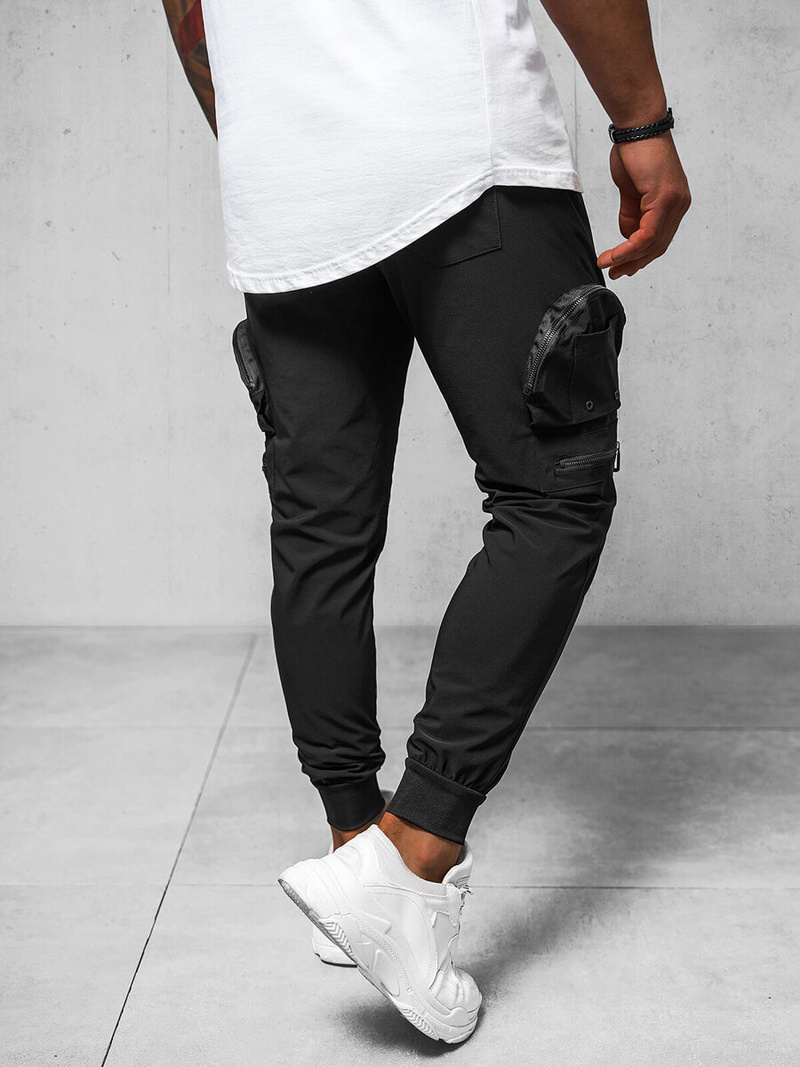 Ανδρικό παντελόνι chino mαύρος OZONEE O/PS5501