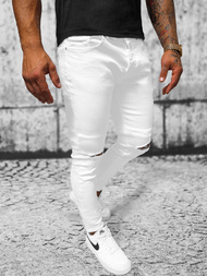 Ανδρικό τζιν παντελόνι λευκό OZONEE E/5391/01