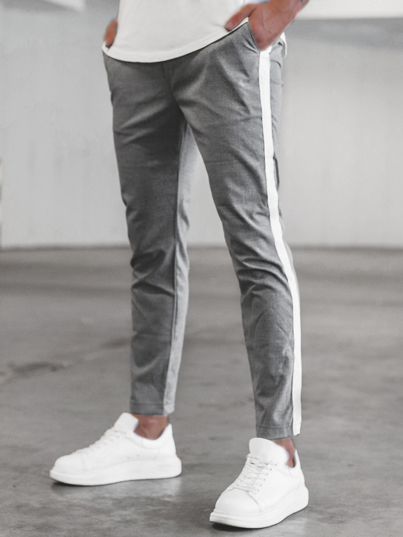 Ανδρικό παντελόνι chino σκούρο-γκρι OZONEE DJ/5529Z