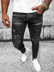 Ανδρικό τζιν παντελόνι mαύρος OZONEE O/MB460