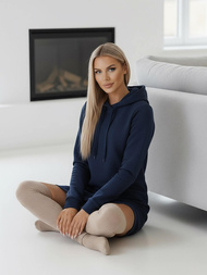 Γυναικείο φούτερ με κουκούλα μπλε OZONEE JS/YS10005/25Z