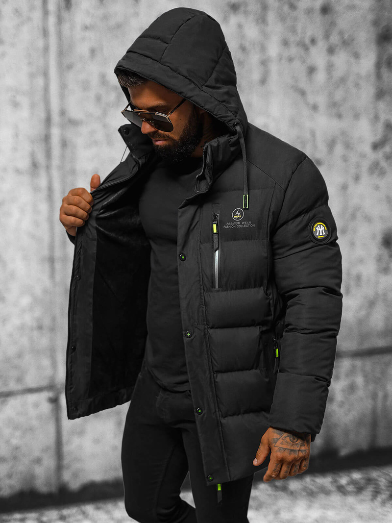 Ανδρικό χειμερινό μπουφάν μαύρο OZONEE JS/22M57/392