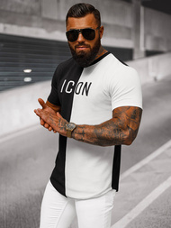 Ανδρικό μπλουζάκι mαύρο και άσπρο OZONEE O/7776T