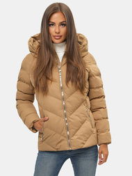 Γυναικείο χειμερινό μπουφάν Μπεζ OZONEE JS/M725/84