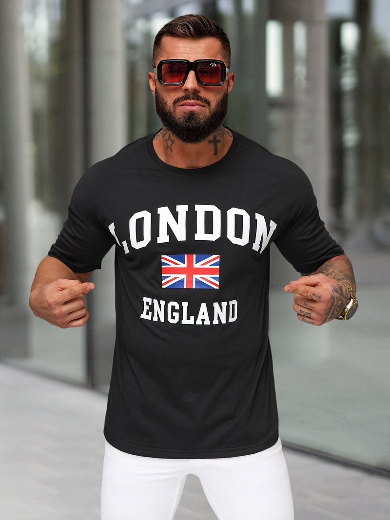 Ανδρικό μπλουζάκι μαύρο OZONEE JS/8B1373/3