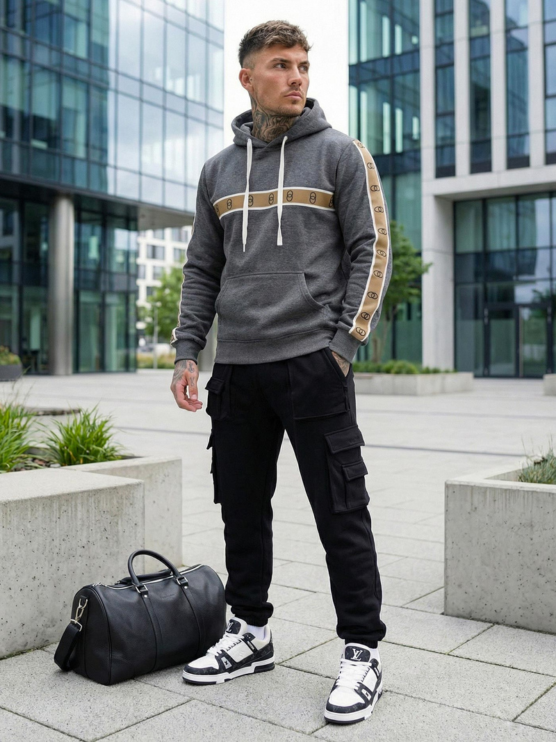 Ανδρικό Φούτερ με Κουκούλα γραφίτη OZONEE JS/8B1729/5Z