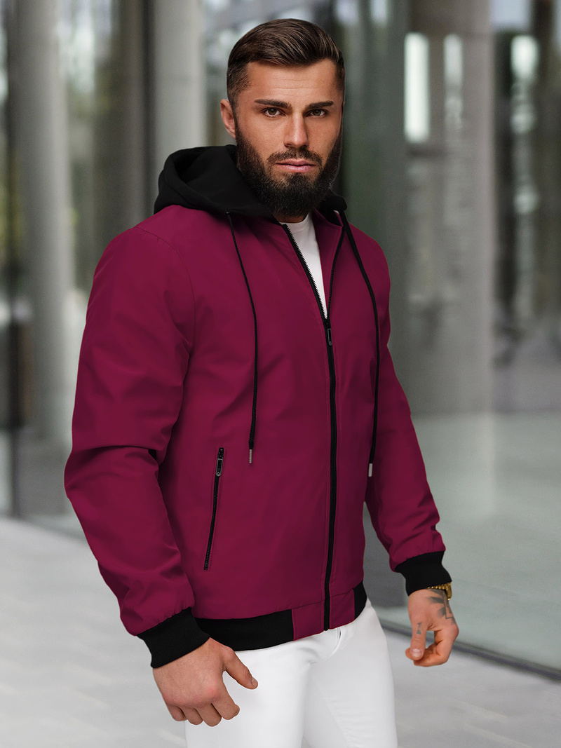 Ανδρικό μπουφάν μπορντό OZONEE JS/62M9502/06